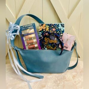 Blue Crossbody/Shoulder Bag Filled w/ Goodies Bundle Purse + Bonus! NWT